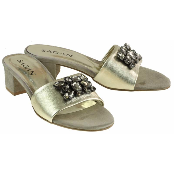 Klapki Sagan 2709 Złotobeżowe Klapki